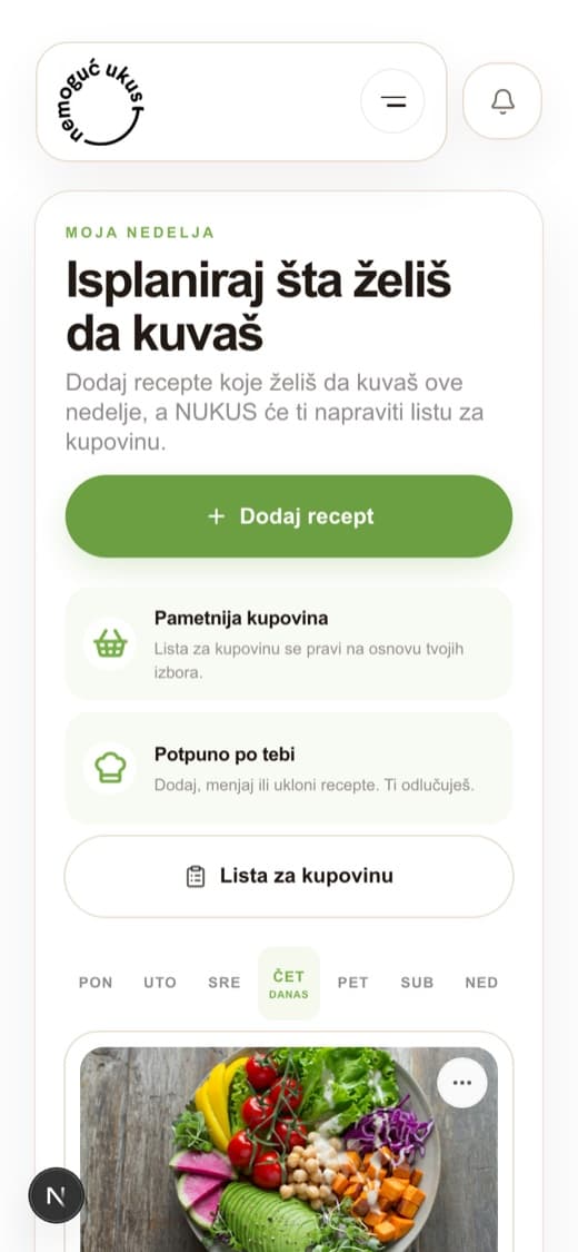 NUKUS Moja nedelja — mobilni prikaz