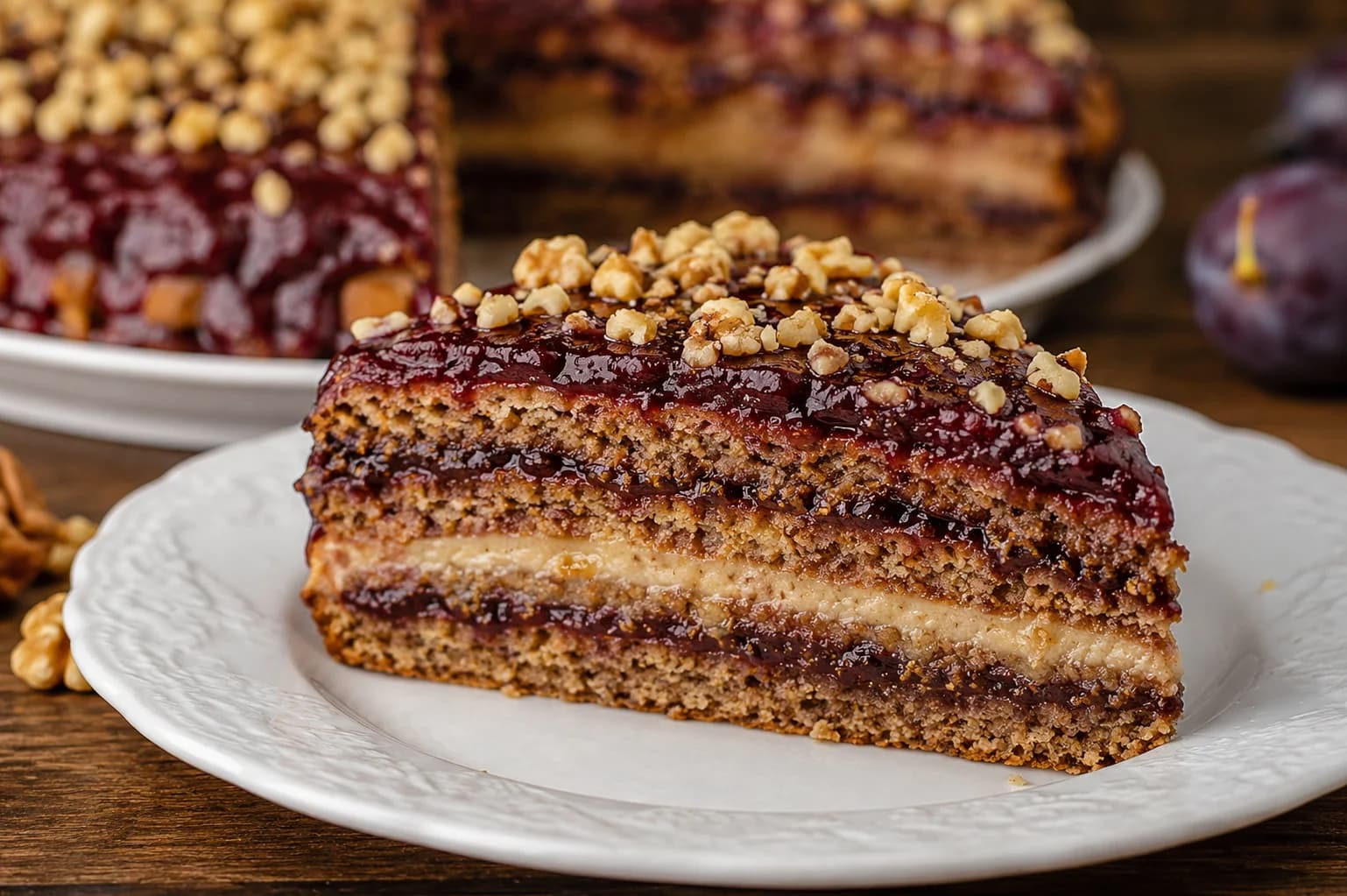 Posna torta sa orasima i džemom od šljiva