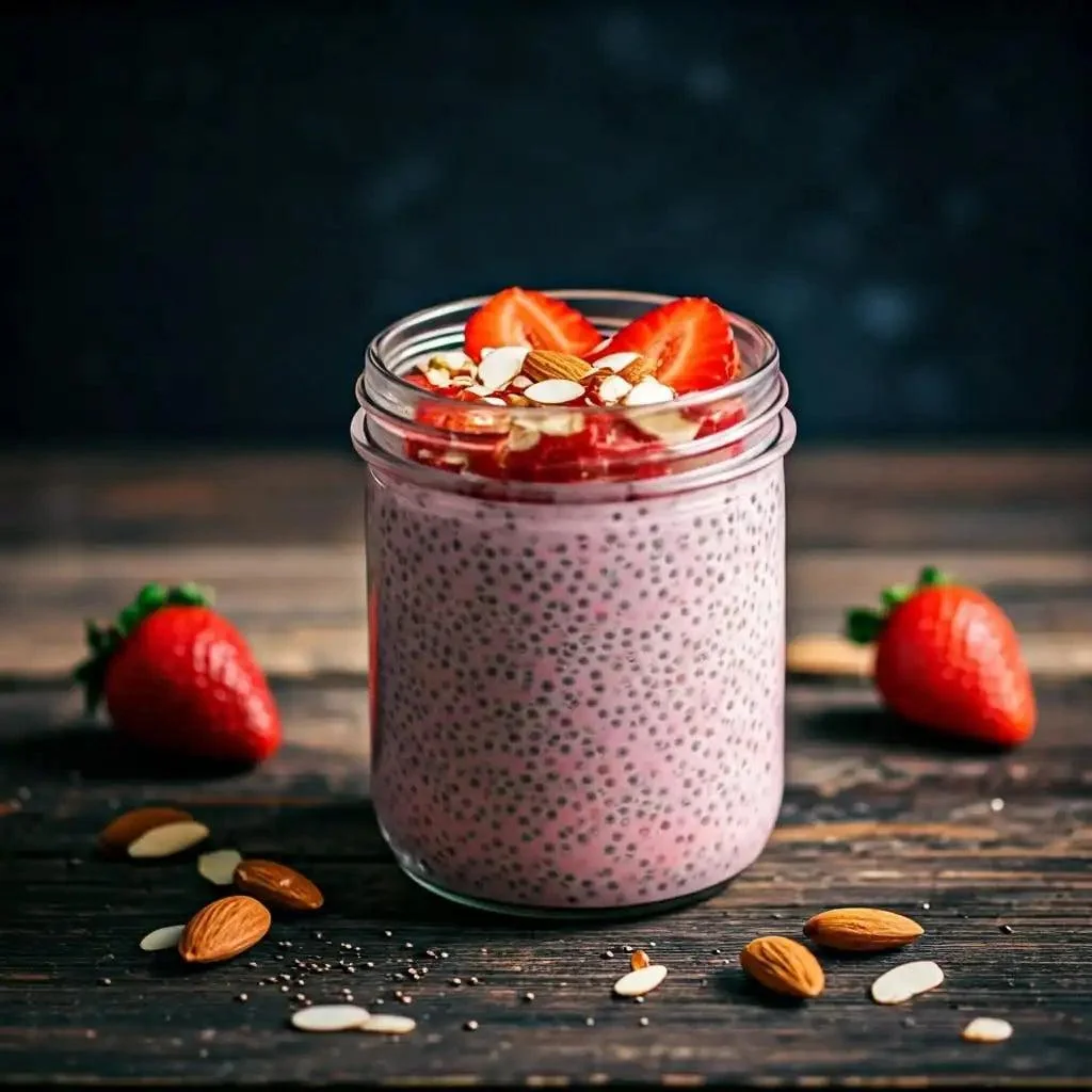 Čia puding sa jagodama i bademima
