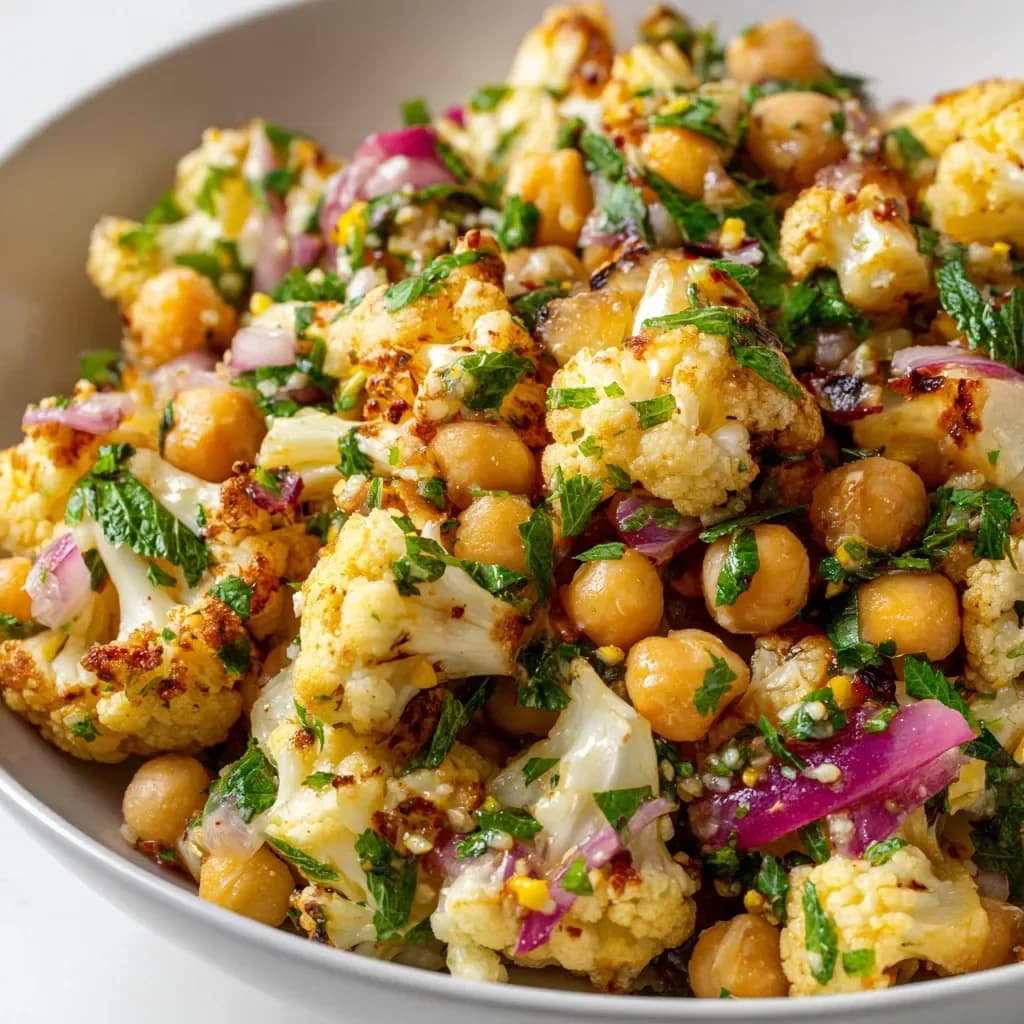 Salata od pečenog karfiola, rukole i leblebija