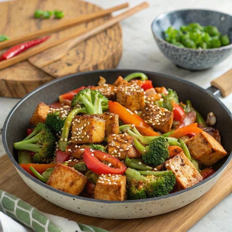 Tofu sa brokolijem, šargarepom i susamom