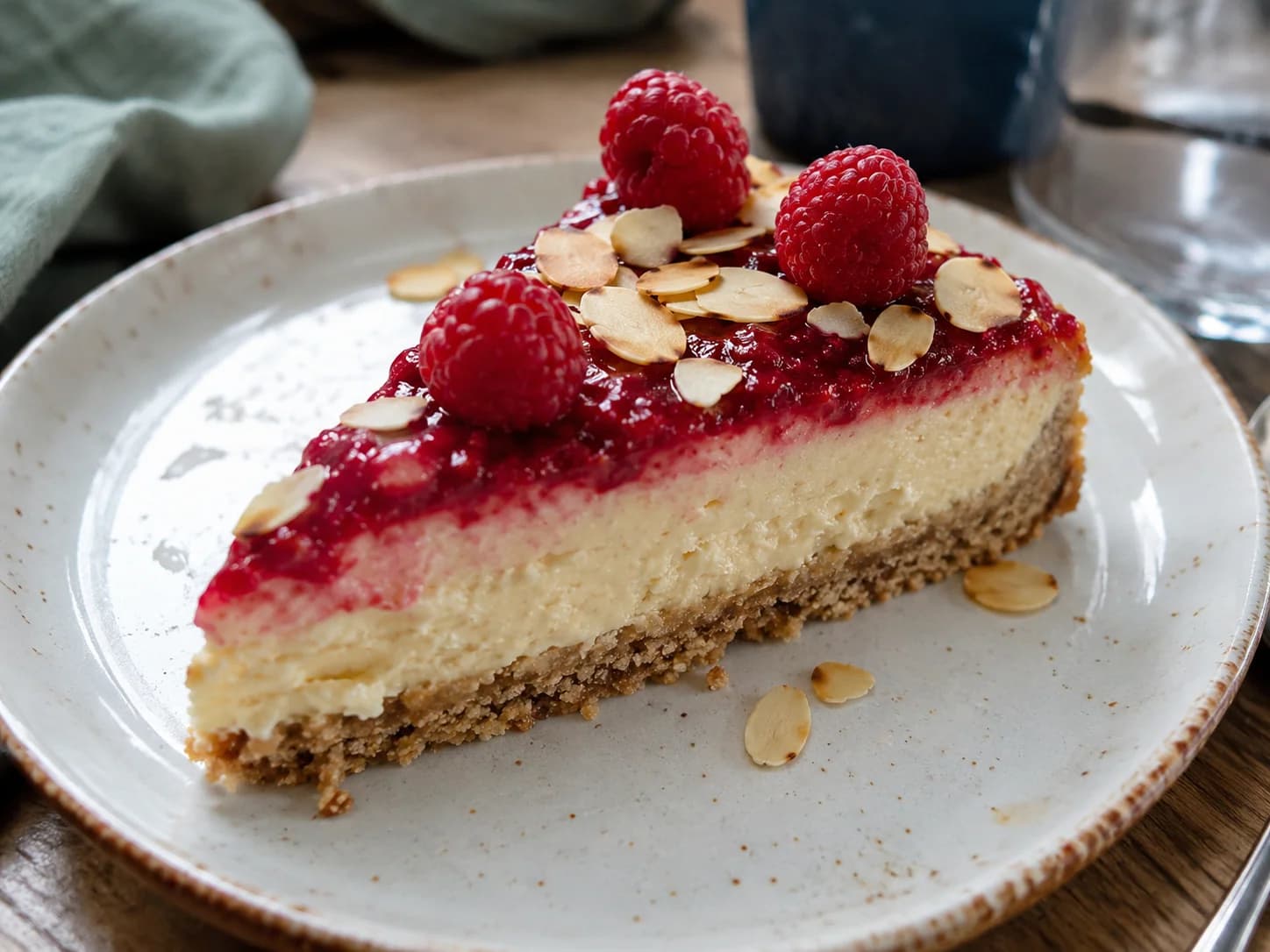 Posni cheesecake sa malinama i bademima