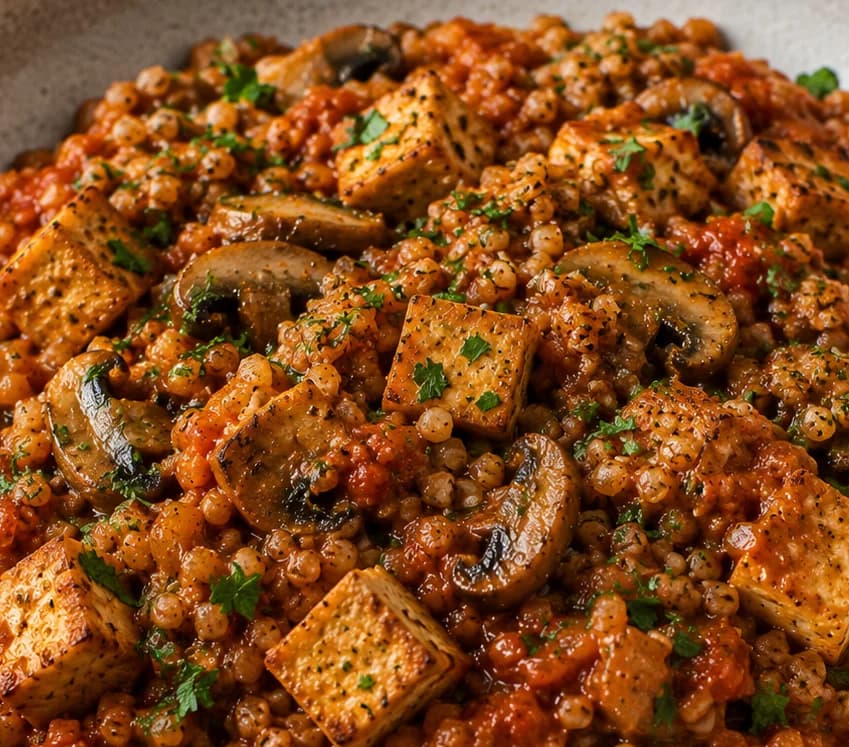 Ajvar sa heljdom, pečurkama i tofuom