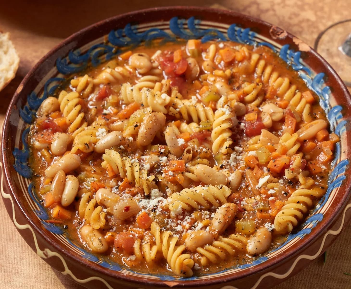 Fusilli sa pečenom paprikom, kaparima i belim pasuljem