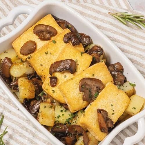 Zapečena palenta sa pečurkama i dimljenim tofuom