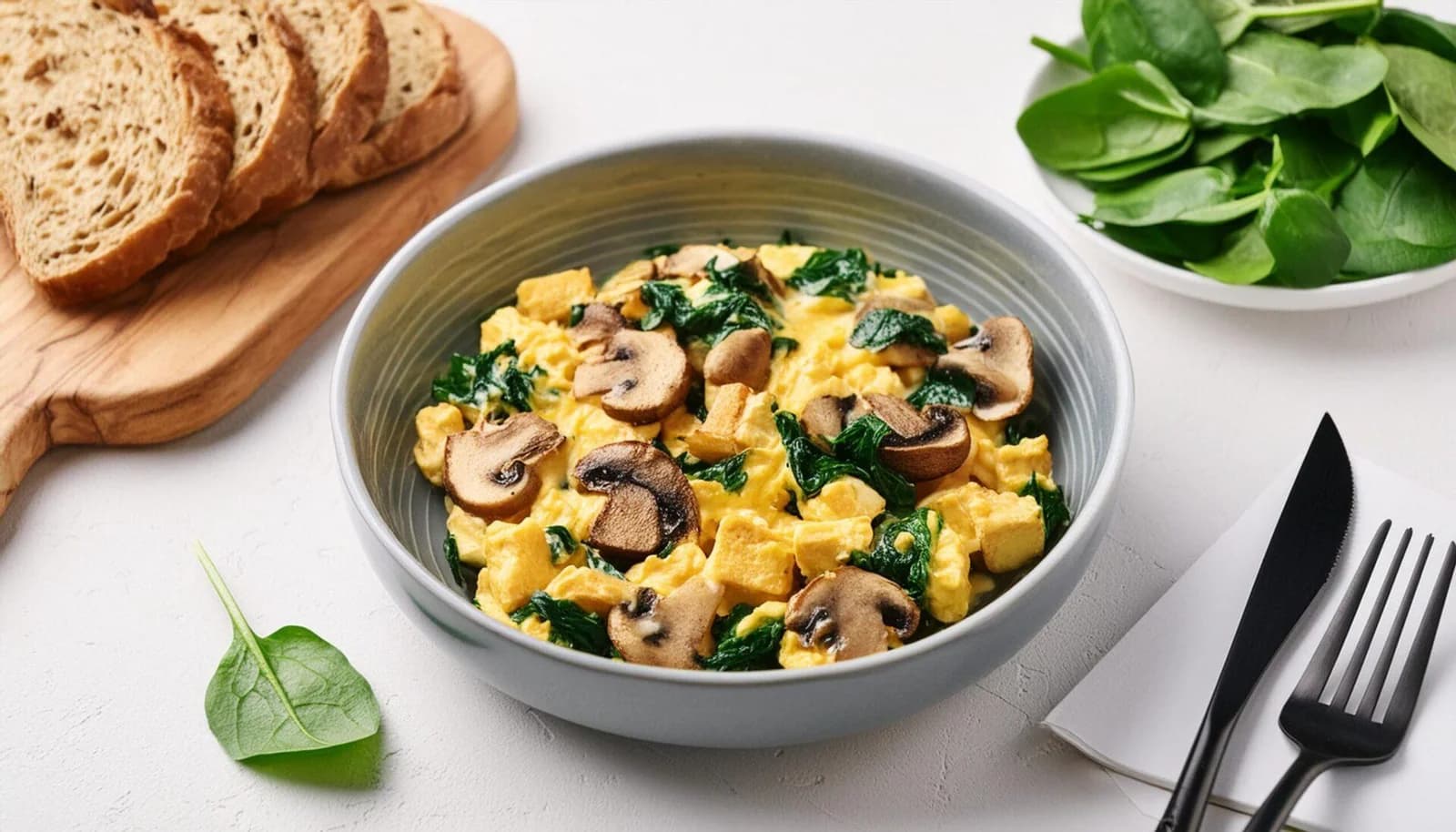 Tofu kajgana sa spanaćem i pečurkama
